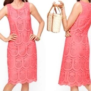 Talbots Bahama Pineapple Eyelet Shift Dress Cotton Eyelet